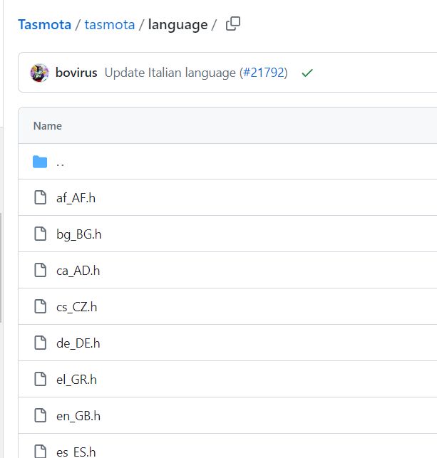 List of language translation files for Tasmota