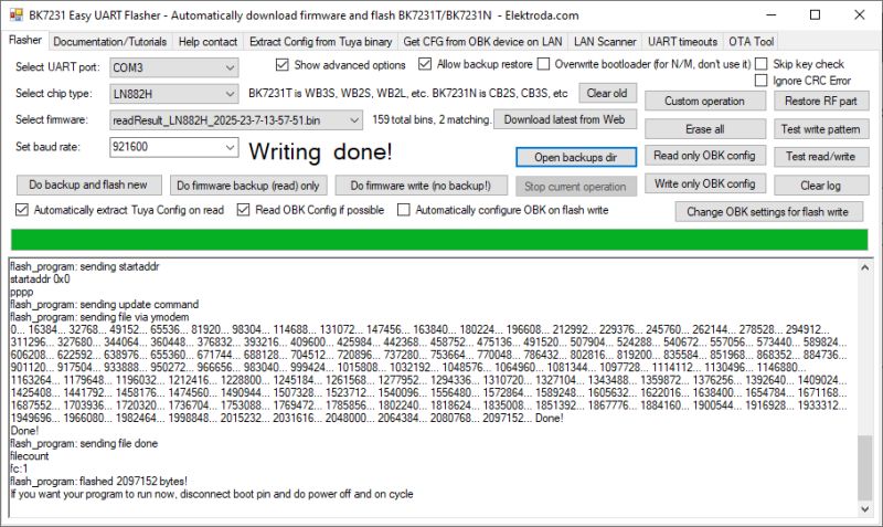 LN882H UART flashing protocol documentation - Windows LN882H flasher with fast flash read