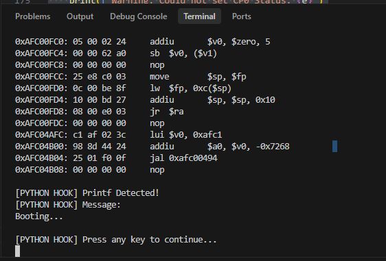 Running a simple MIPS emulator in Python for ALI M3801 firmware (Hello World)