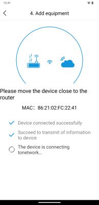 Device addition screen with illustration of router and cloud