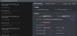 TMDA Interface in MCU Simulation Mode User interface of Tuya Module Debugging Assistant version 2.2.3.5 with MCU simulation mode.