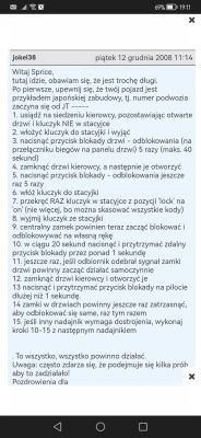 Corolla E11, 1997 - Pilot centralnego zamka nie działa