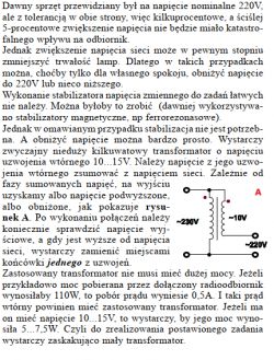 Schemat obniżenia napięcia wyjściowego prostownika z użyciem małego transformatora.