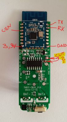 Image of a circuit board with handwritten annotations.