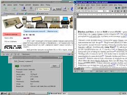 Okno SeaMonkey z rosyjską stroną i MS Word z tekstem, bez problemów z czcionkami