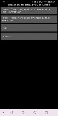 Grand Scenic 2 Renault 1,9dci 2005 błąd DF050 obwód stycznka hamulca