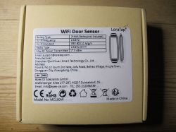 LoraTap WiFi Door Sensor Packaging Label Label of LoraTap WiFi Door Sensor packaging with technical information.