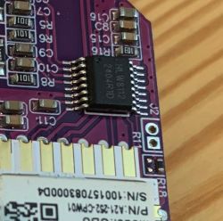 Close-up photo of an HLW8112 chip on a circuit board.