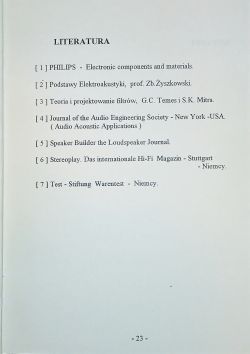 Strona broszury z listą literatury, zawierająca 7 pozycji źródłowych z błędami
