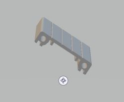 3D model of the side profile for a new enclosure with visible mounting holes