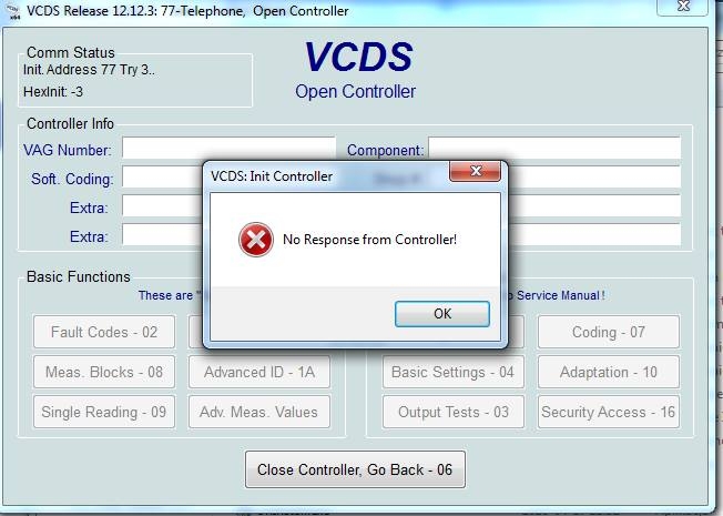 vcds 12.12 connection problems