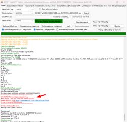 Screenshot of BK7231 Easy UART Flasher showing “Reading success!” and a warning about a non-standard encryption key