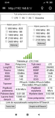 LTE T-mobile, prędkość internetu w jednej minucie od 0,4mb/s do 60mb/s
