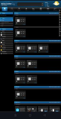 Control panel of Fibaro system with blinds and lighting functions.