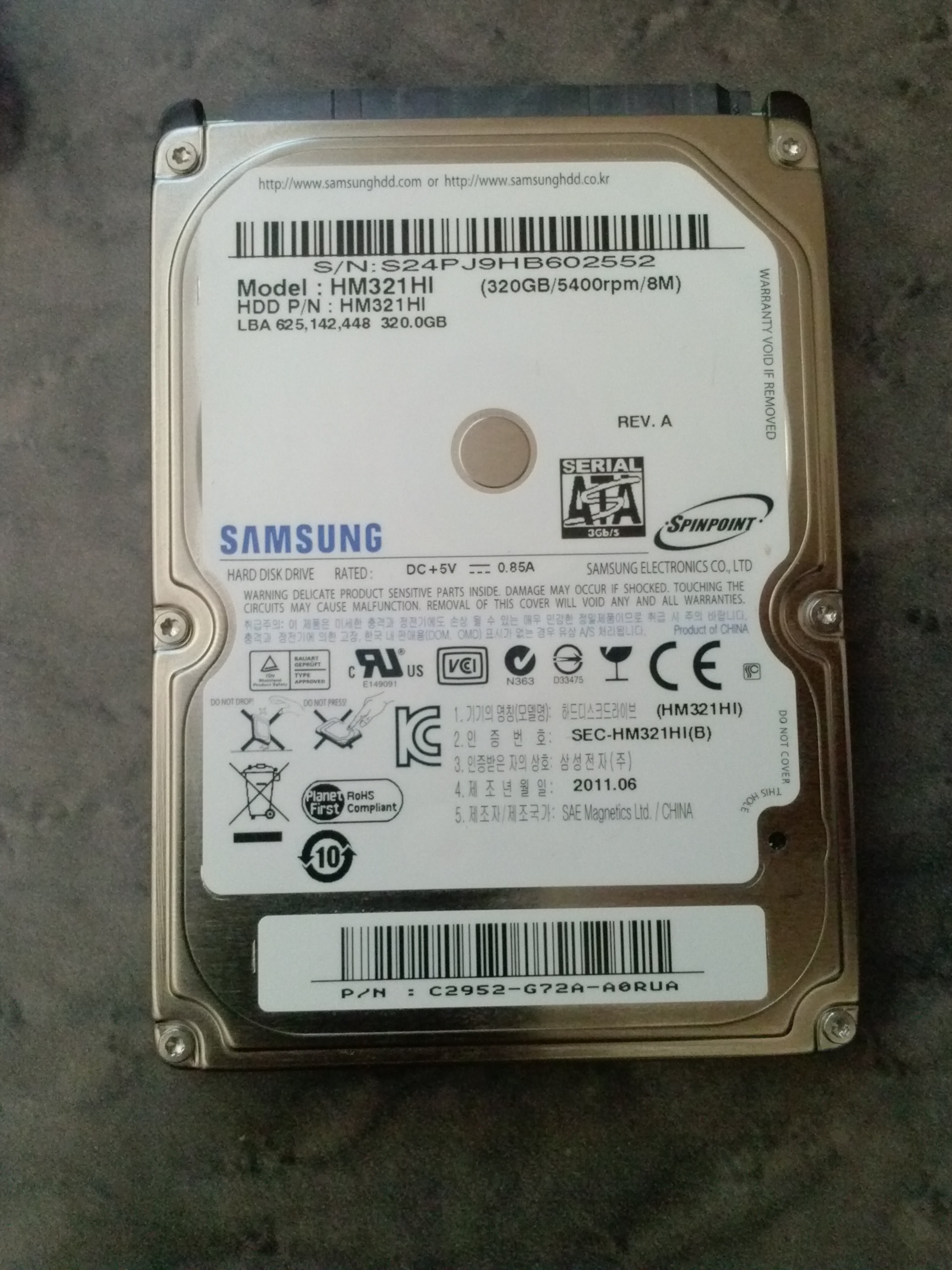 Samsung hm321hi замена на ssd