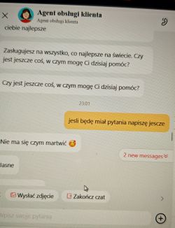 Zrzut ekranu czatu z agentem obsługi klienta na AliExpress.