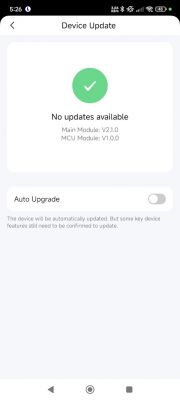 Device update screen showing no updates available.