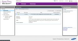 Zrzut ekranu przedstawiający interfejs SyncThru Web Service z ostrzeżeniem C3-1110 dotyczącym wymiany jednostki obrazującej.