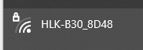 Screenshot showing Wi-Fi network name HLK-B30_8D48 with a padlock icon.