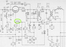 Fragment schematu elektronicznego z oznaczeniem 2,5V