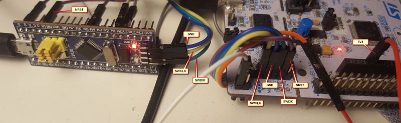 Jak podłaczyć BleuePill STM32F103 z ST-Link z Nucleo i Atollic Jak podłaczyć BleuePill STM32F103 z ST-Link z Nucleo i Atollic