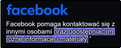Logo Facebook i tekst o udostępnianiu informacji innym osobom