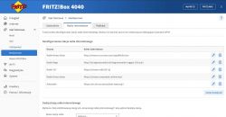 Interfejs użytkownika FRITZ!Box 4040 z listą skonfigurowanych stacji radiowych.