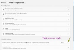 Dell G15 5510, Windows 11 - wyłączenie ekranu logowania po otwarciu pokrywy