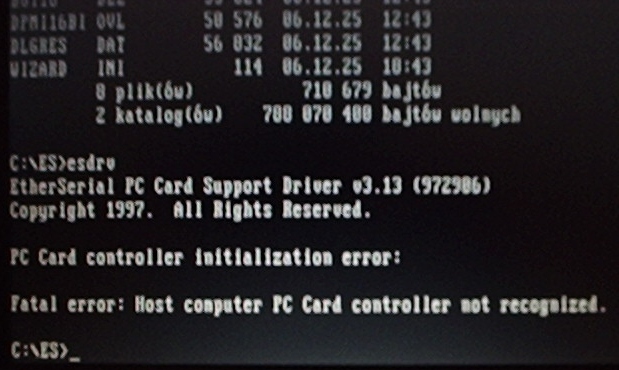 PCMCIA Argosy 320 RS-232 port nie działa ?