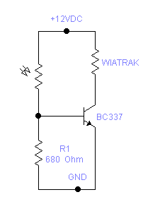 Schemat wyłącznika 12V dla wiatraczka 1W sterowanego diodą LED