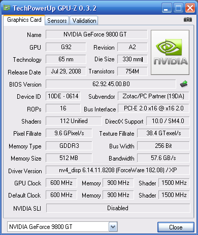 Zotac 9800GT - podkręcanie.