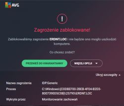 AVG alarmuje o zagrożeniu ERDNT.LOC / IDP.Generic - jak usunąć?