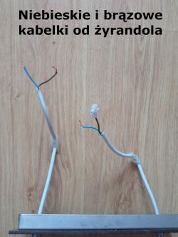 Podłączanie żyrandola do sufitu - 3 przewody (niebieski, czarny, zielono-żółty) - zdjęcia