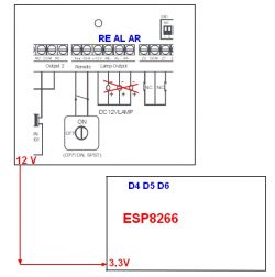 Diagram showing the connection of alarm outputs to ESP8266.