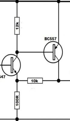 Schemat prostego układu elektronicznego z tranzystorami BC547 i BC557