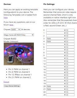 Screenshot of the Magic Home LED controller configuration with BL602 chipset.