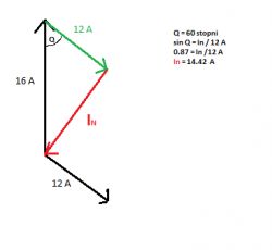 Obliczanie prądu w przewodzie neutralnym - odbiornik dwufazowy 2 x 230V