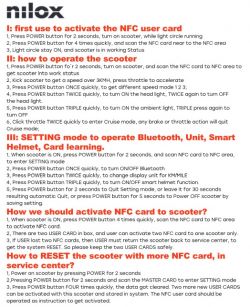 Instrukcja obsługi hulajnogi Nilox M1 z kartą NFC