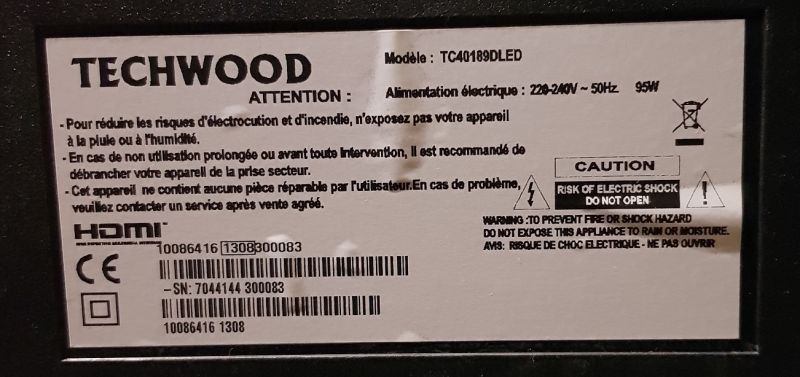 TECHWOOD TC40189DLED Black Screen, Flashing Red LED: Troubleshooting Power & Motherboard Issues TECHWOOD TC40189DLED Black Screen, Flashing Red LED: Troubleshooting Power & Motherboard Issues