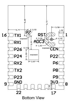Close-up of a printed circuit board showing labeled pins: TX2, RX2, RX1, and TX1.