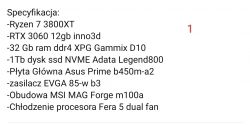 Specyfikacja komputera do gier z procesorem Ryzen 7 3800XT.