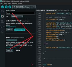Screenshot of Arduino IDE with esp32 3.3.3 installed and ESP32S3 code shown