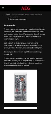 Tył pralki AEG z zaznaczonymi trzema śrubami transportowymi w czerwonych kółkach