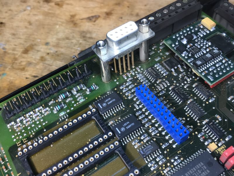 Interior of the old Saia PCD2.M120 automation controller with expansion modules