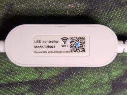LED Controller Model iH001 White LED controller model iH001 with a label indicating compatibility with Amazon Alexa.