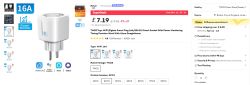 Sale of TUYA WiFi/Zigbee smart plug 16A.