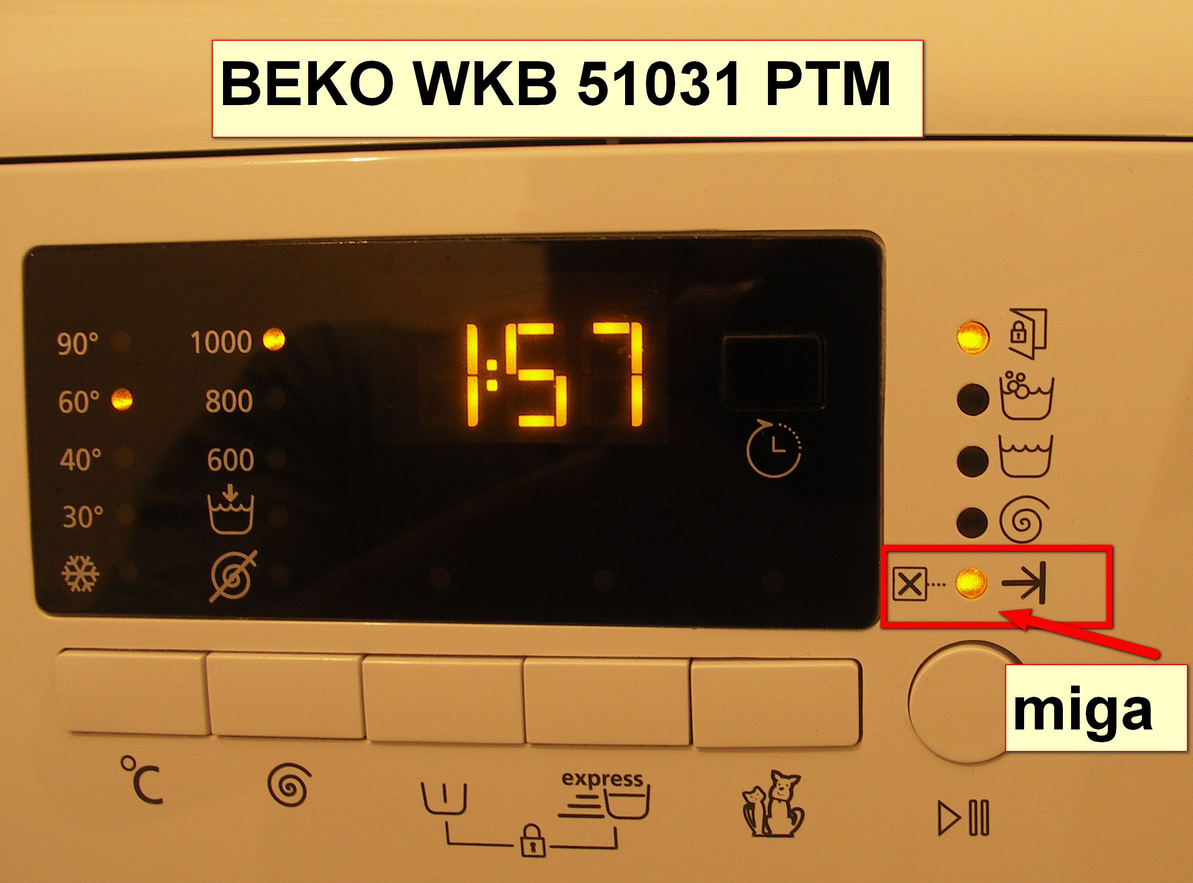 Overdraw interval Abandoned Nie pierze (pralka, BEKO, WKB 51031PTM, miga dioda)