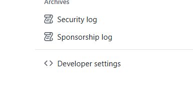 GitHub Settings Screenshot Screenshot of GitHub settings menu.