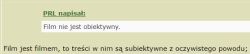 Zrzut ekranu z forum z cytatem: „Film nie jest obiektywny”