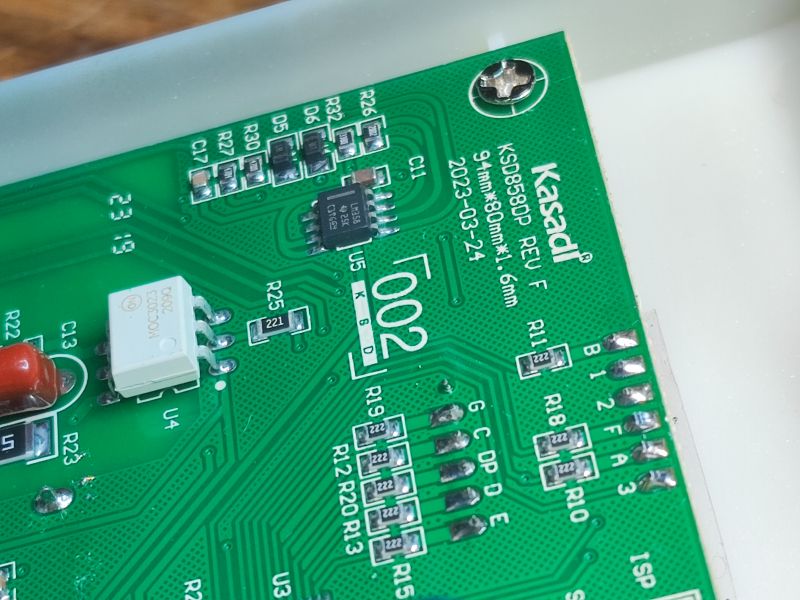Inside the Kasadi KSD858DP REV F Soldering Station Circuit board of the Kasadi KSD858DP REV F soldering station.